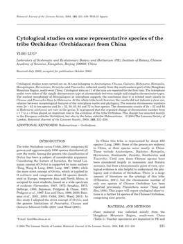 Cytological Studies on Some Representative Species of the Tribe Orchideae (Orchidaceae) from China
