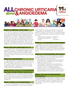 ALLCHRONIC URTICARIA About ANGIOEDEMA