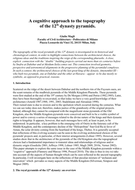 A Cognitive Approach to the Topography of the 12Th Dynasty Pyramids