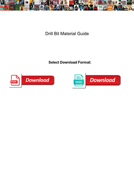 Drill Bit Material Guide