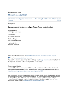 Research and Design of a Two-Stage Supersonic Rocket