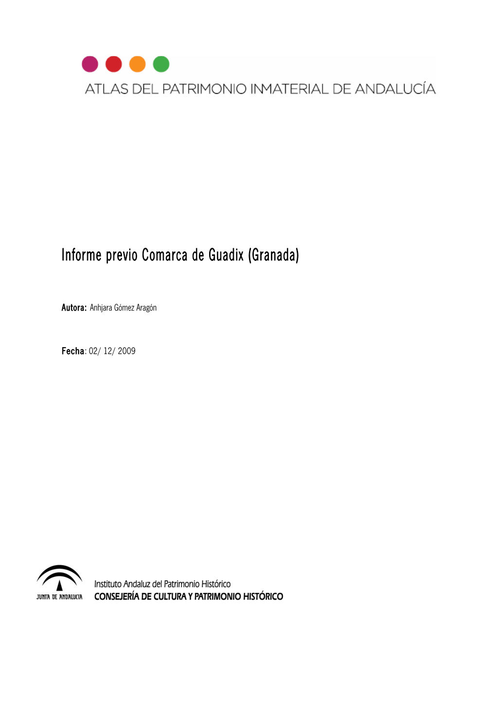 Informe Previo Comarca De Guadix (Granada)