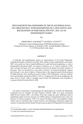 Phylogenetic Relationships of the Plagusiidae Dana, 1851