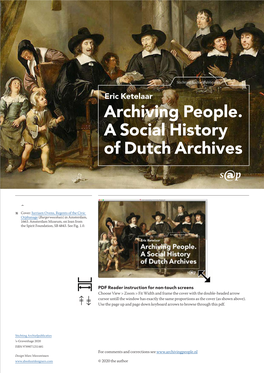 Archiving People. a Social History of Dutch Archives
