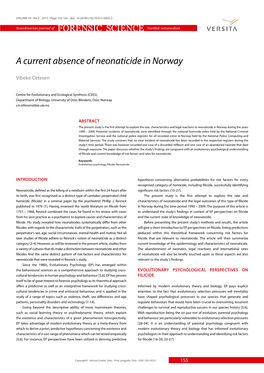 A Current Absence of Neonaticide in Norway