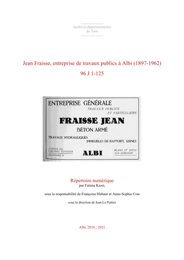 Jean Fraisse, Entreprise De Travaux Publics À Albi (1897-1962)