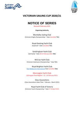 NOTICE of SERIES Revised 4 February 2021