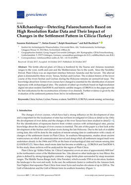 Sarchaeology—Detecting Palaeochannels Based on High Resolution Radar Data and Their Impact of Changes in the Settlement Pattern in Cilicia (Turkey)