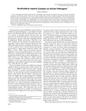 Burkholderia Cepacia Complex As Human Pathogens1
