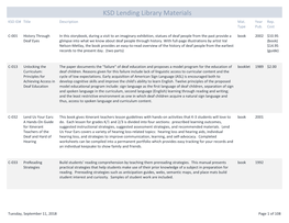 KSD Lending Library Materials KSD ID#Title Description Mat