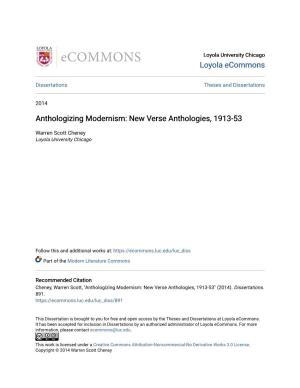 Anthologizing Modernism: New Verse Anthologies, 1913-53