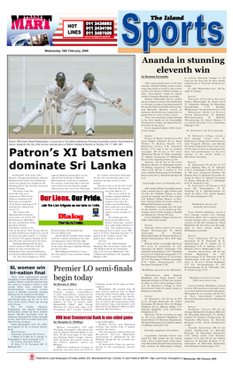 Patron's XI Batsmen Dominate Sri Lanka