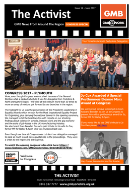The Activist GMB News from Around the Region CONGRESS SPECIAL