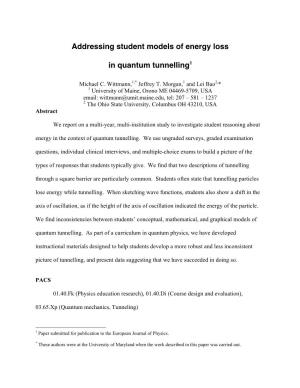 Adressing Student Models of Energy Loss in Quantum Tunnelling