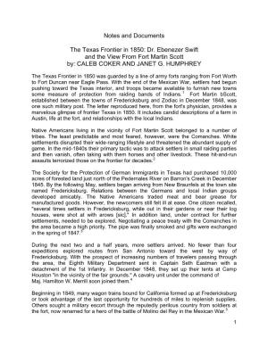 Notes and Documents the Texas Frontier in 1850: Dr. Ebenezer Swift