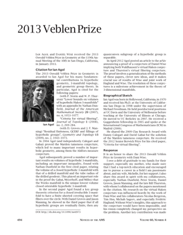 2013 Veblen Prize