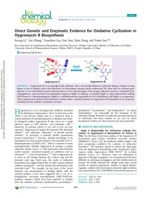 Direct Genetic and Enzymatic Evidence for Oxidative Cyclization in Hygromycin B Biosynthesis