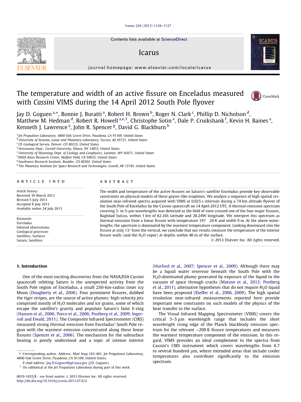 The Temperature and Width of an Active Fissure on Enceladus