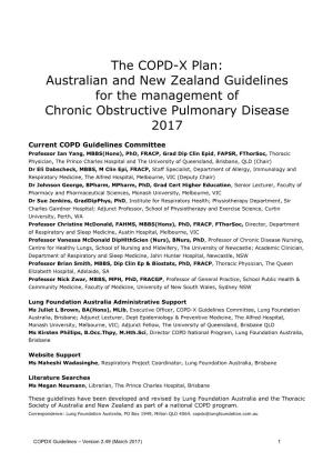 Australian and New Zealand Guidelines for the Management of Chronic Obstructive Pulmonary Disease 2017
