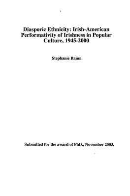 Irish-American Performativity of Irishness in Popular Culture, 1945-2000