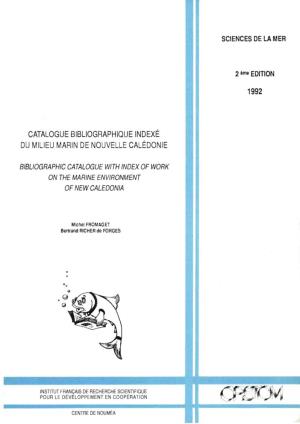 Catalogue Bibliographique Indexé Du Milieu Marin De Nouvelle Calédonie