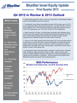 Bluestar Israel Equity Update First Quarter 2013