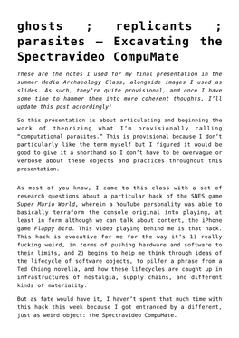 Parasites — Excavating the Spectravideo Compumate