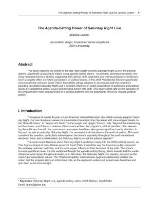 The Agenda-Setting Power of Saturday Night Live by Jessica Leano— 81