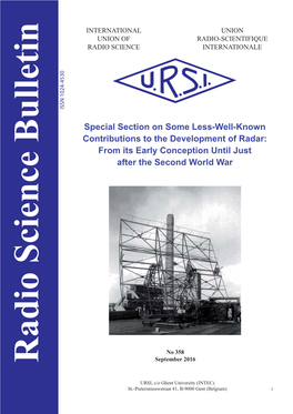 Bulletin Special Section on Some Less-Well-Known Contributions to the Development of Radar: from Its Early Conception Until Just