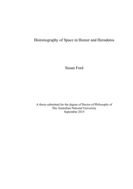 Historiography of Space in Homer and Herodotos Susan Ford