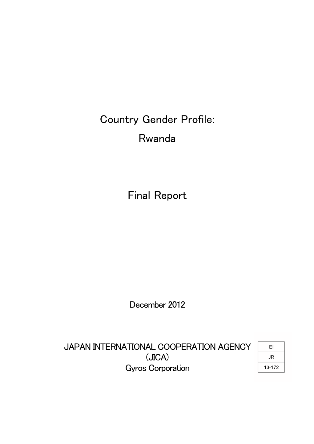 Country Gender Profile: Rwanda Final Report