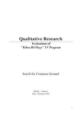 Read the Qualitative Research Evaluation