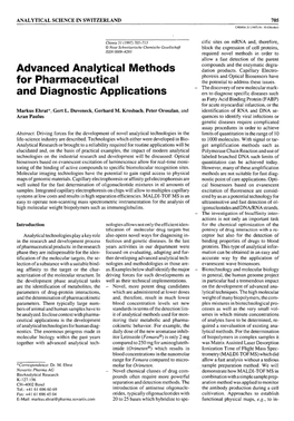 Advanced Analytical Methods for Pharmaceutical and Diagnostic