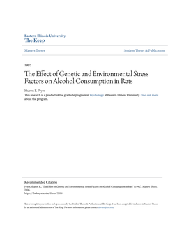 The Effect of Genetic and Environmental Stress Factors on Alcohol Consumption in Rats" (1992)