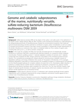 Genome and Catabolic Subproteomes of the Marine, Nutritionally Versatile