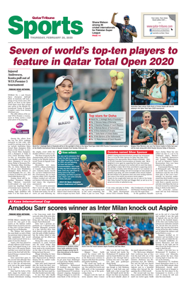 Seven of World's Top-Ten Players to Feature in Qatar Total Open 2020