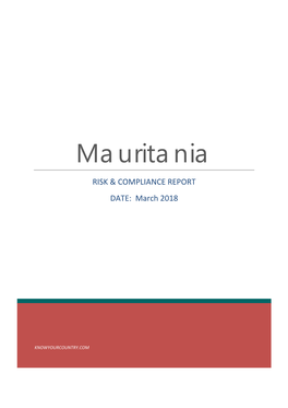 Mauritania RISK & COMPLIANCE REPORT DATE: March 2018