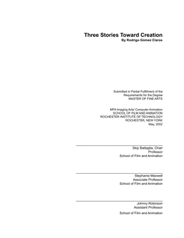 Three Stories Toward Creation by Rodrigo Gómez Claros