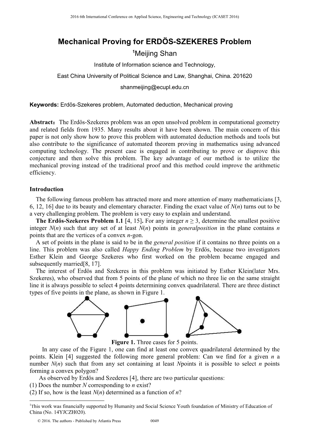 Mechanical Proving for ERDÖS-SZEKERES Problem