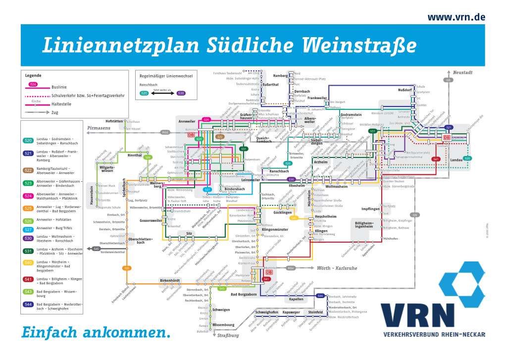 Liniennetzplan Südliche Weinstraße