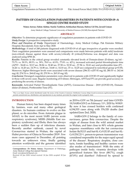 Pattern of Coagulation Parameters In