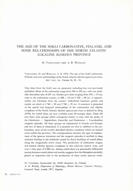 The Age of the Sokli Carbonatite, Finland, and Some Relationships of the North Atlantic Alkaline Igneous Province