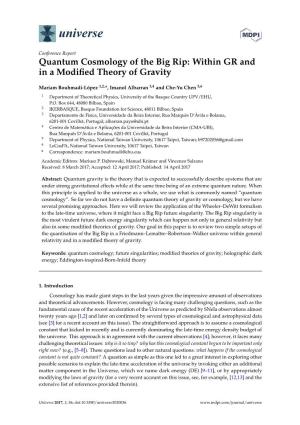 Quantum Cosmology of the Big Rip: Within GR and in a Modiﬁed Theory of Gravity