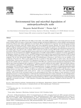 Environmental Fate and Microbial Degradation of Aminopolycarboxylic Acids