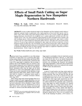 Effects of Small Patch Cutting on Sugar Maple Regeneration in New Hampshire Northern Hardwoods