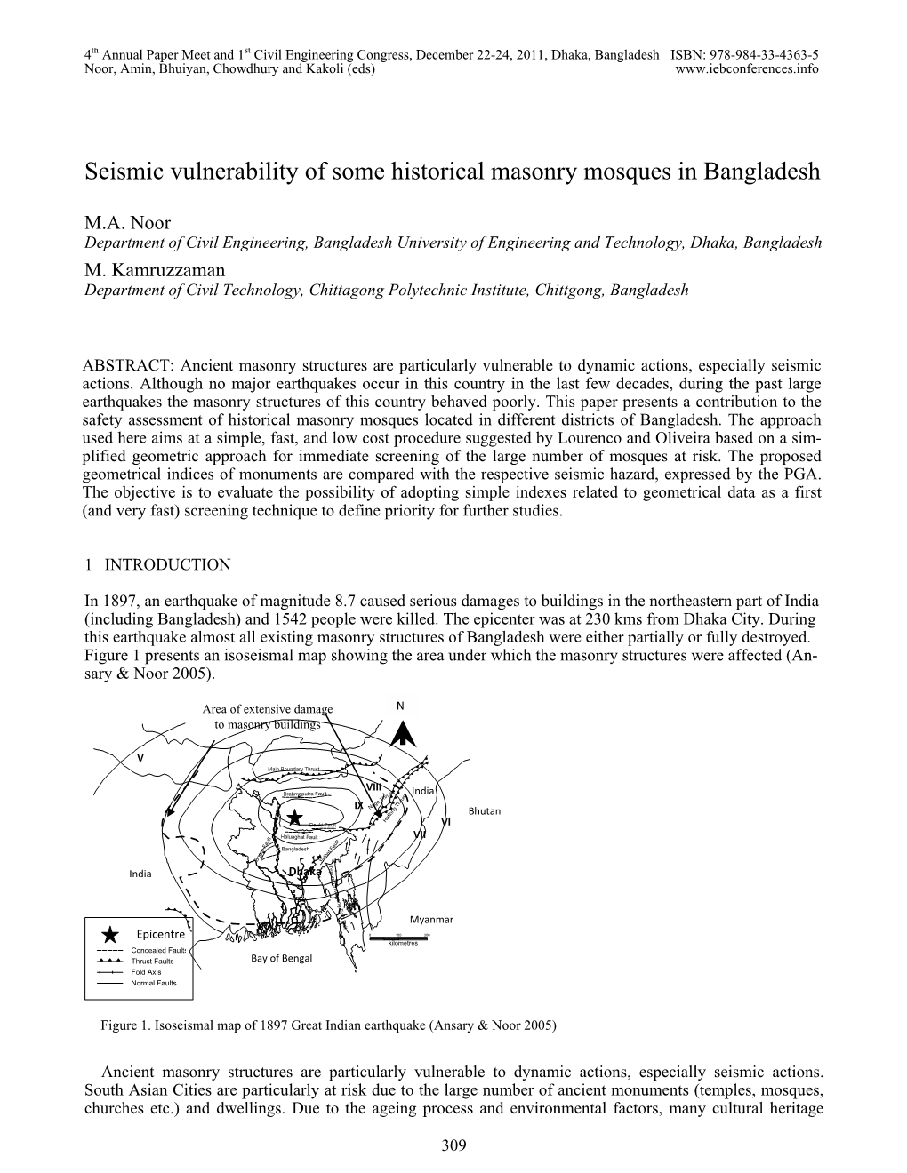 Seismic Vulnerability of Some Historical Masonry Mosques in Bangladesh