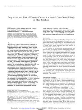 Fatty Acids and Risk of Prostate Cancer in a Nested Case-Control Study in Male Smokers