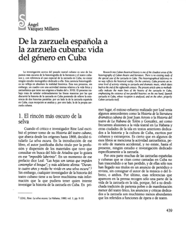 De La Zarzuela Española a La Zarzuela Cubana: Vida Del Género En Cuba