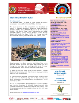 FITA INFO Newsletter November 2007 World Cup Final in Dubai