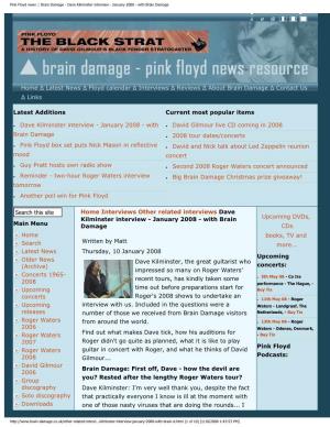 Pink Floyd News :: Brain Damage - Dave Kilminster Interview - January 2008 - with Brain Damage